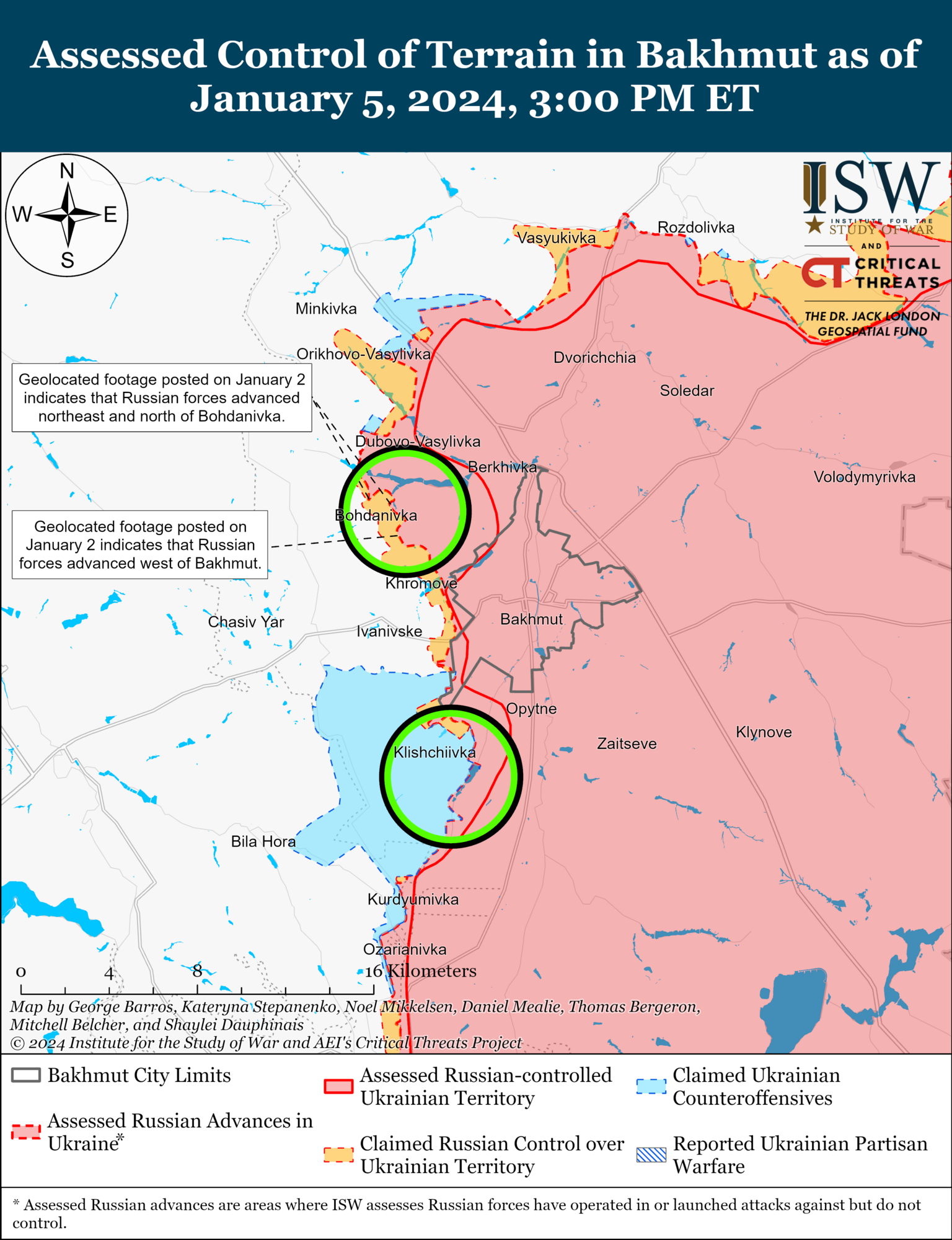 Біля Бахмута йдуть позиційні бої, війська РФ незначно просунулися в районі Авдіївки: аналіз від ISW