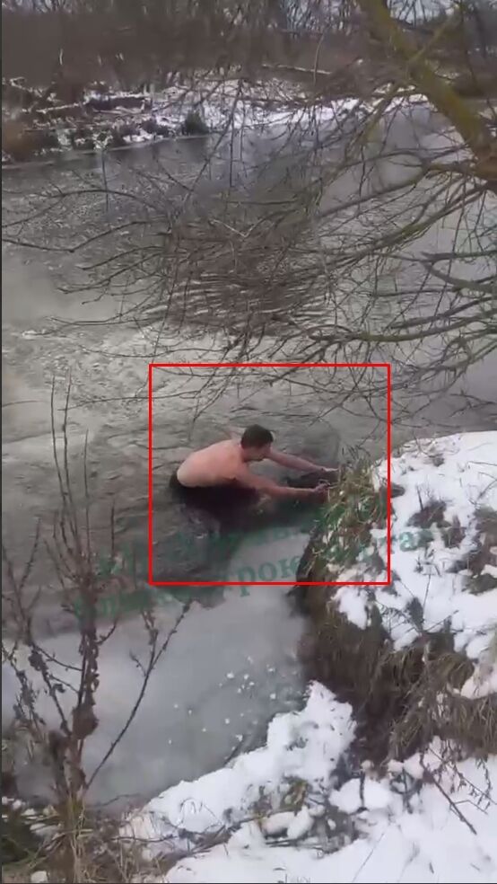 Поліз у крижану воду: під Києвом чоловік врятував собаку, який провалився під кригу. Відео