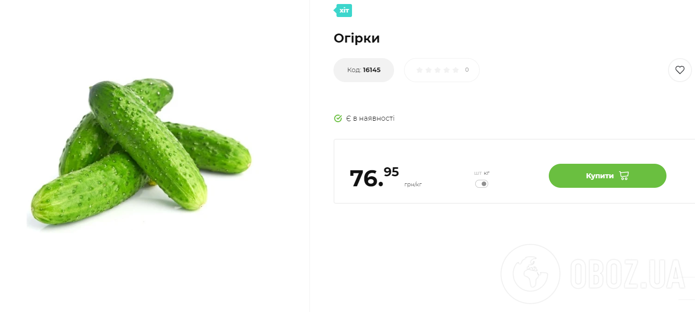 Ціни на найдешевші огірки в супермаркетах