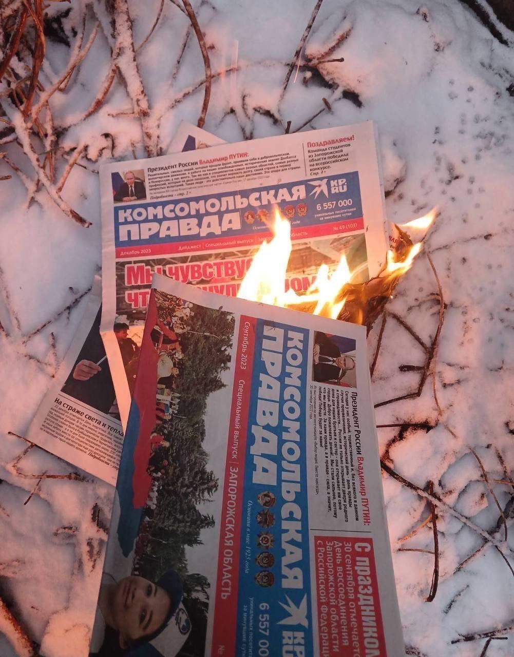 Російська "гордість" палає у вогні: "Жовта стрічка" показала, як в окупованому Мелітополі борються з путінською пропагандою. Фото