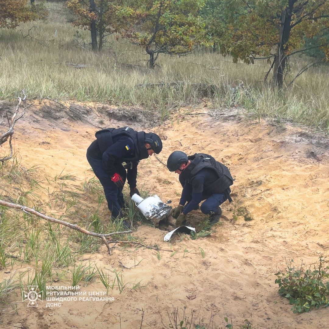 На Київщині місцеві мешканці під час пошуку грибів знайшли уламки ракети. Подробиці і фото