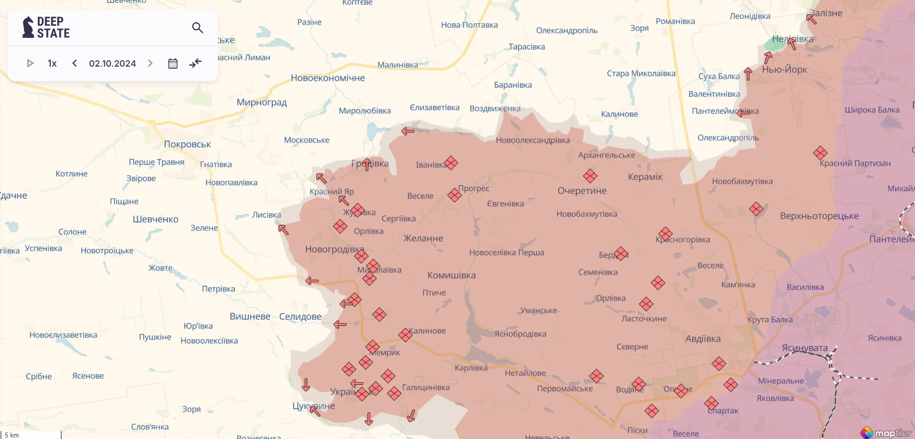 За добу на фронті відбулося 155 бойових зіткнень: у Генштабі розповіли, де веде штурмові дії ворог. Карта