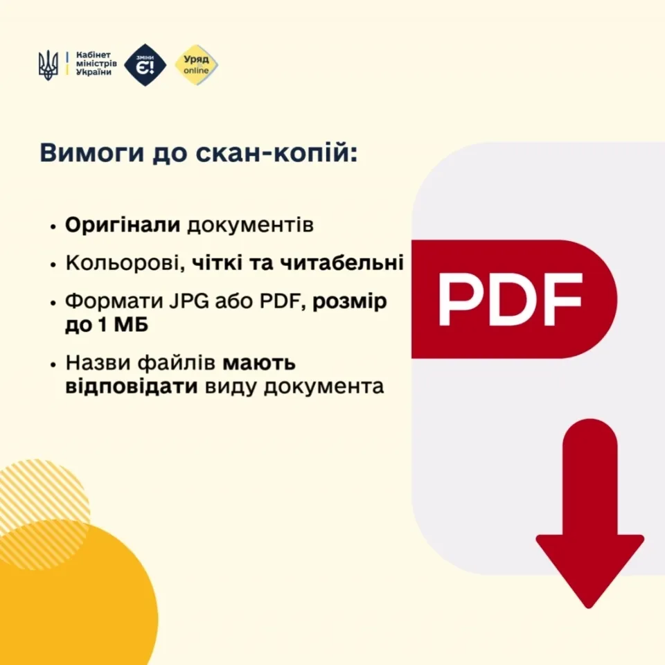 Які вимоги до скан-копій документів для призначення пенсії