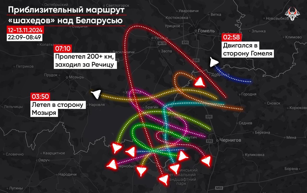 В Беларусь четвертый день подряд массированно залетели российские дроны: поднимали авиацию