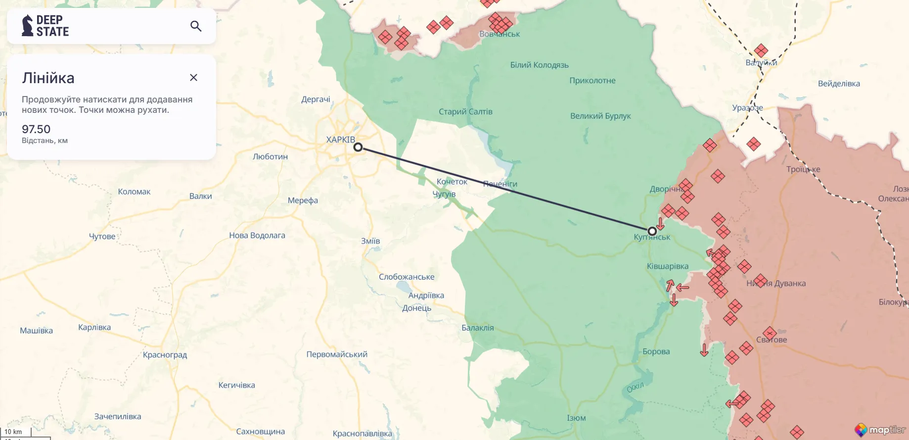 Сколько километров от Купянска до Харькова и есть ли угроза масштабного наступления РФ. Карта с объяснением