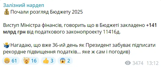 Железняк о налоговом законопроекте и бюджете-2025