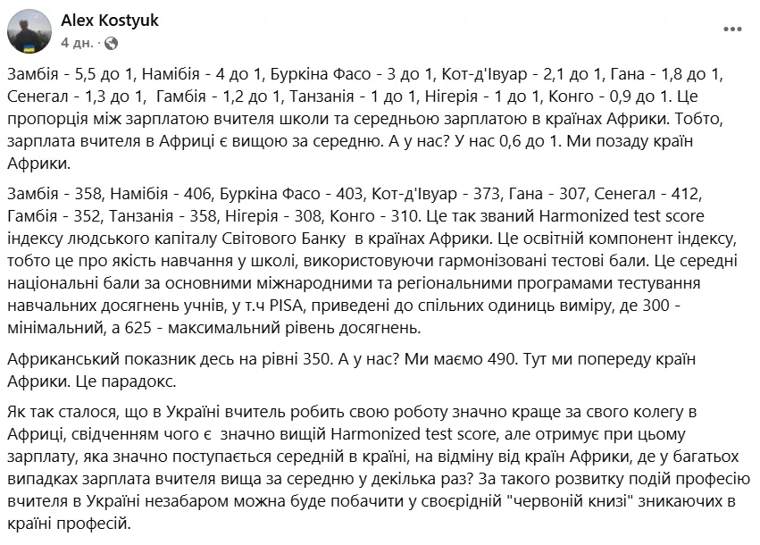 В Україні якість освіти вища, ніж в Африці, а зарплати нижчі: професор вказав на парадокс і спрогнозував "вимирання" вчителів