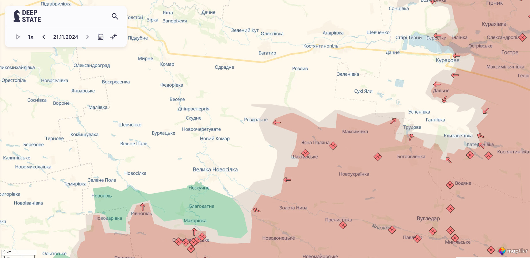 За добу на фронті відбулось 190 бойових зіткнень: у Генштабі розповіли, де намагається прорватися ворог. Карта