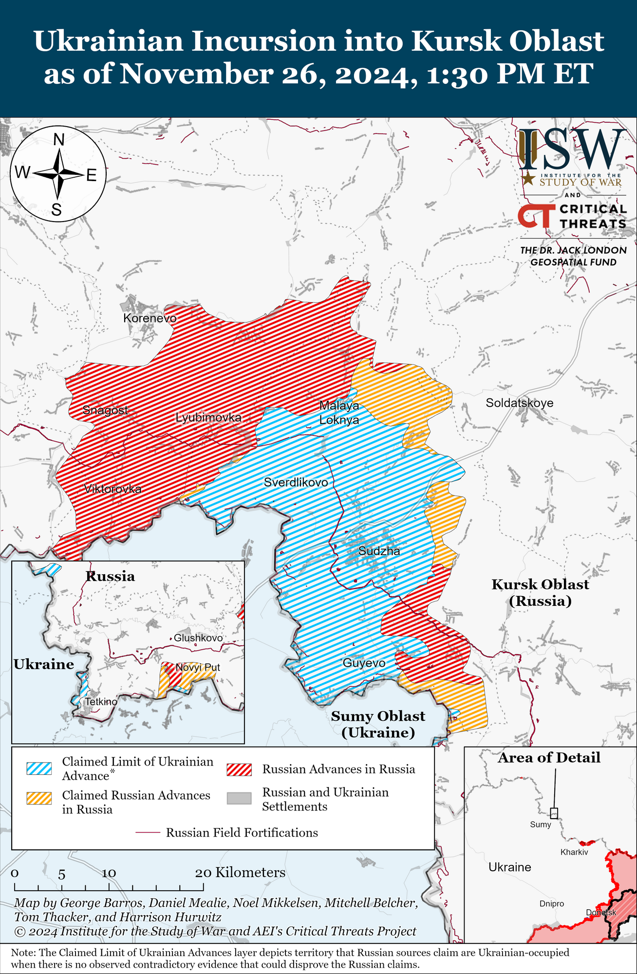  ISW: армія РФ продовжує безуспішні спроби наступу в Курській області. Карта 