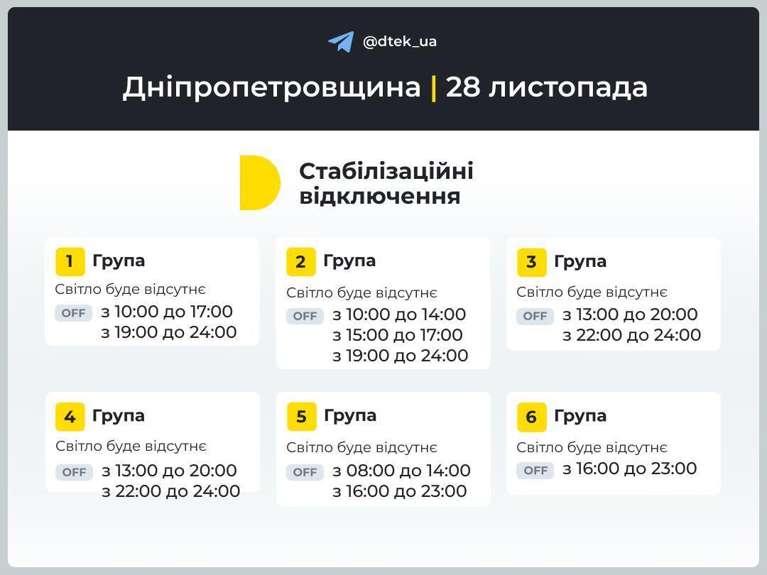 Как будут отключать свет в Днепропетровской области.