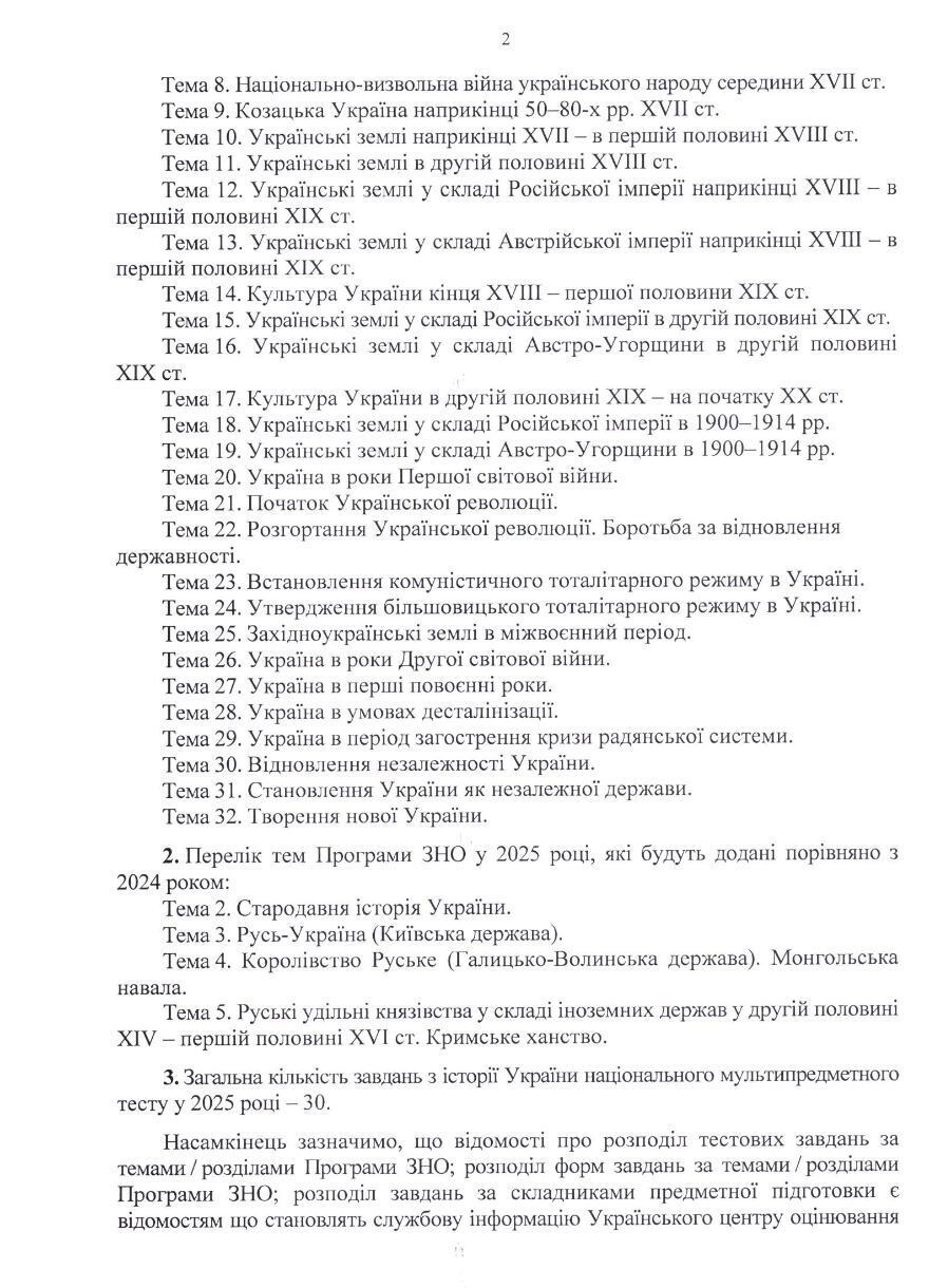 Кількість питань не зміниться: УЦОЯО оприлюднив всі теми, які будуть на НМТ-2025 з історії України