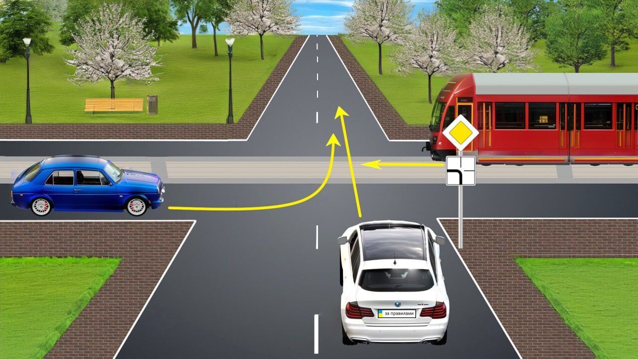 Каков правильный порядок разъезда: задание на знание ПДД