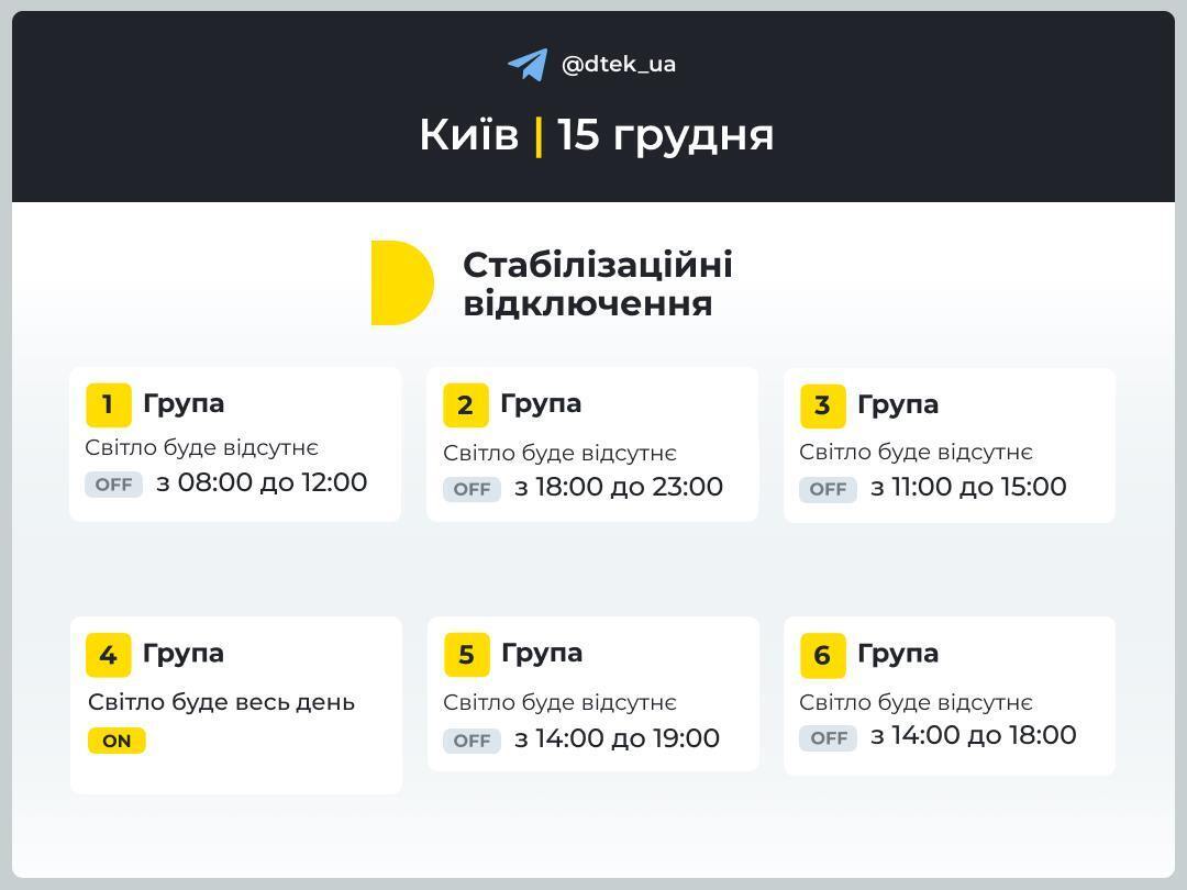 Когда не будет света у 3 группы в Киеве