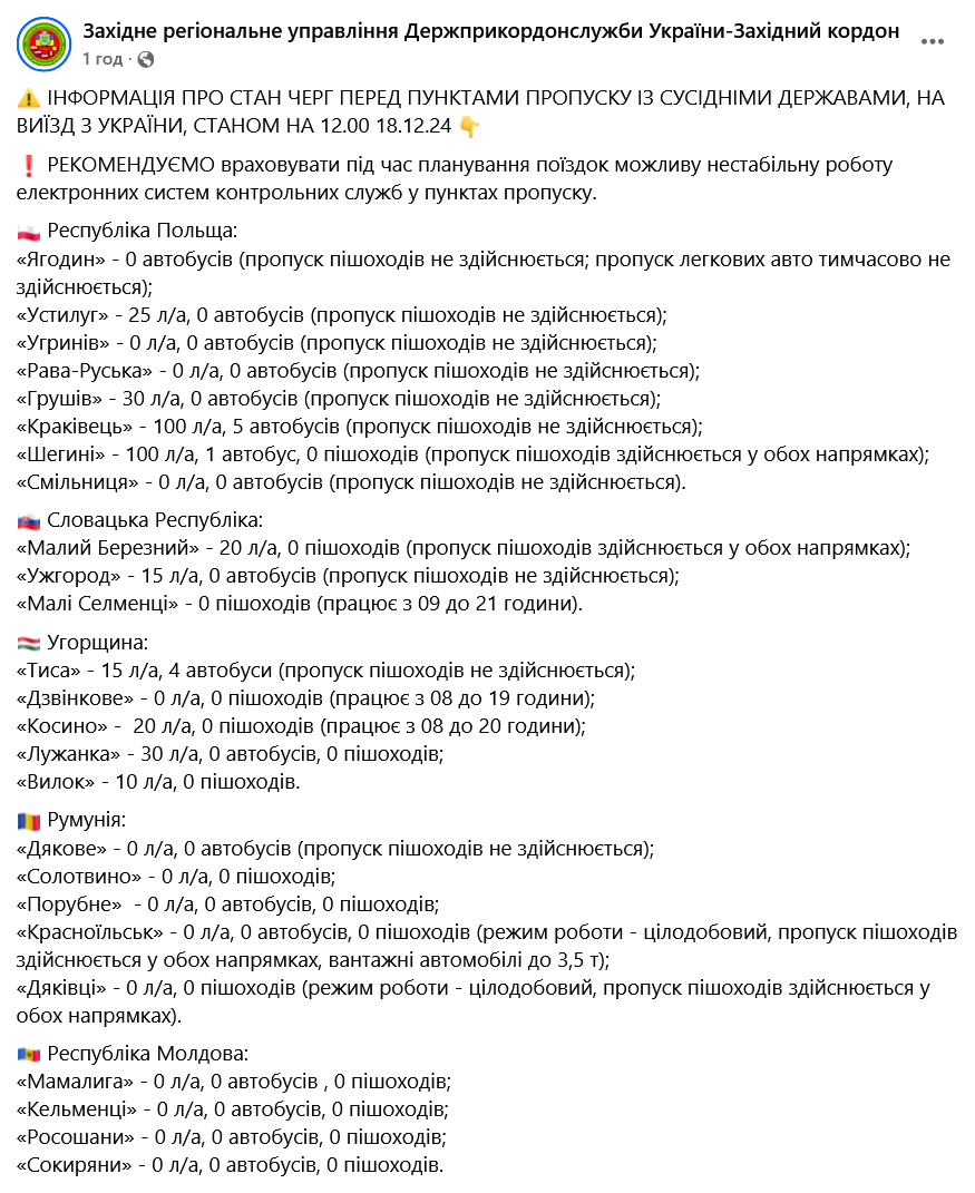 На деяких ділянках кордону України зібралися черги у 100 авто