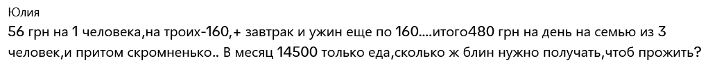 Пользователи TikTok выразили упрек, что посчитана стоимость обеда только на 1 человека