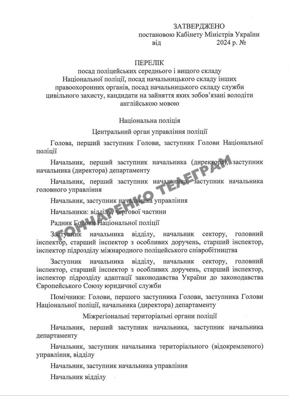 Нацполиция и ГСЧС должны знать английский: Кабмин утвердил перечень должностей с требованиями к кандидатам по языку