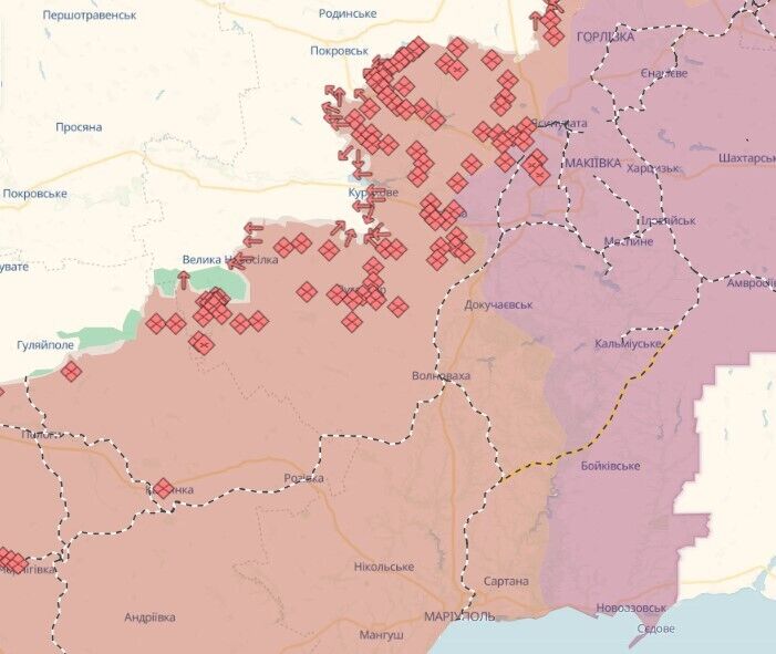 За добу на фронті відбулось 192 бойових зіткнення: у Генштабі назвали найгарячіші напрямки. Карта