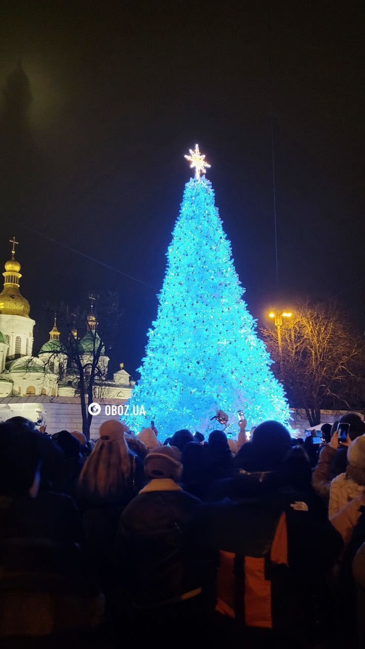 В Киеве на Софийской площади торжественно зажгли главную новогоднюю елку Украины. Фото и видео