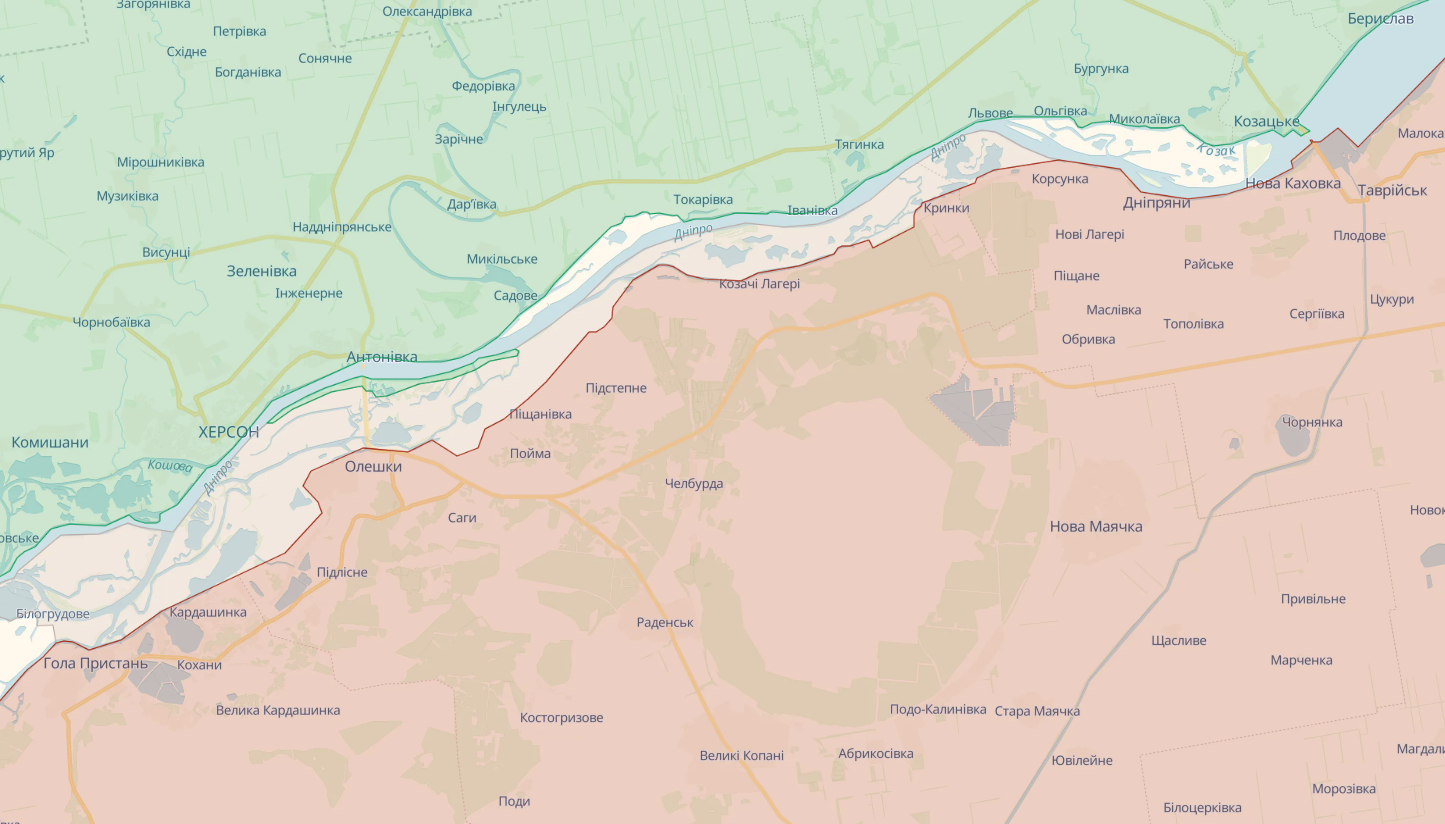 ЗСУ відбили ворожі атаки на лівобережжі Херсонщини, знищено склад БК ворога і чотири засоби ППО – Генштаб