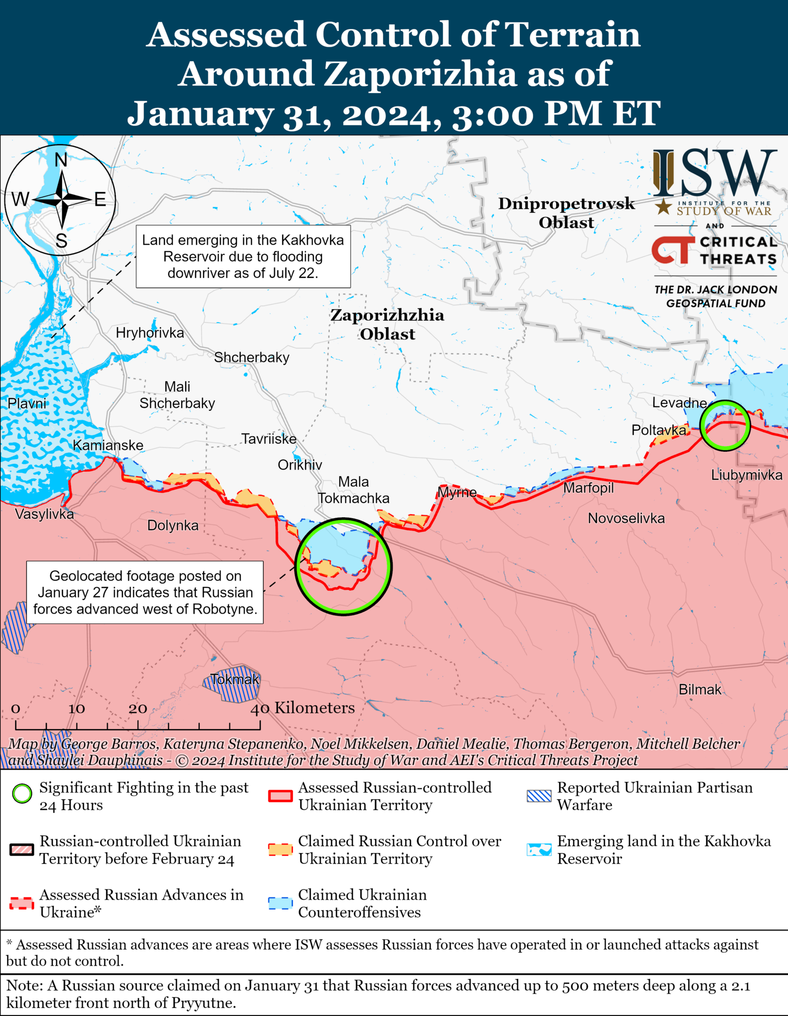 Карта боев в Запорожской области