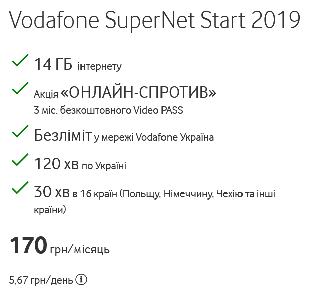 Тариф SuperNet Start 2019 подорожает на 25 грн/месяц