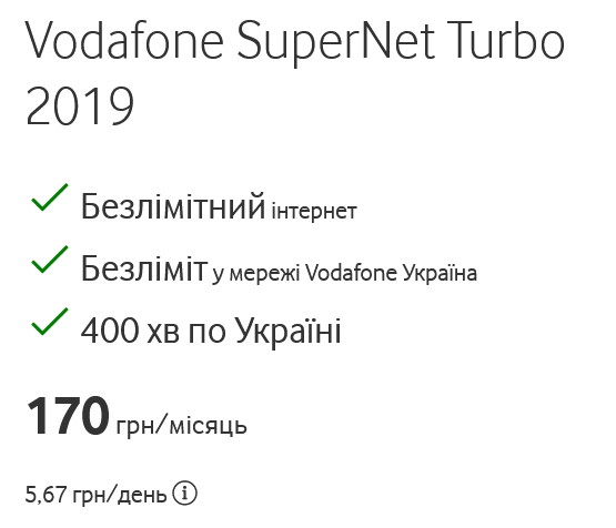 Тариф SuperNet Turbo 2019 подорожает на 30 грн/месяц