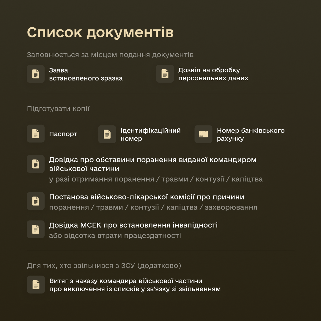 Які потрібно зібрати документи для отримання допомоги за інвалідність