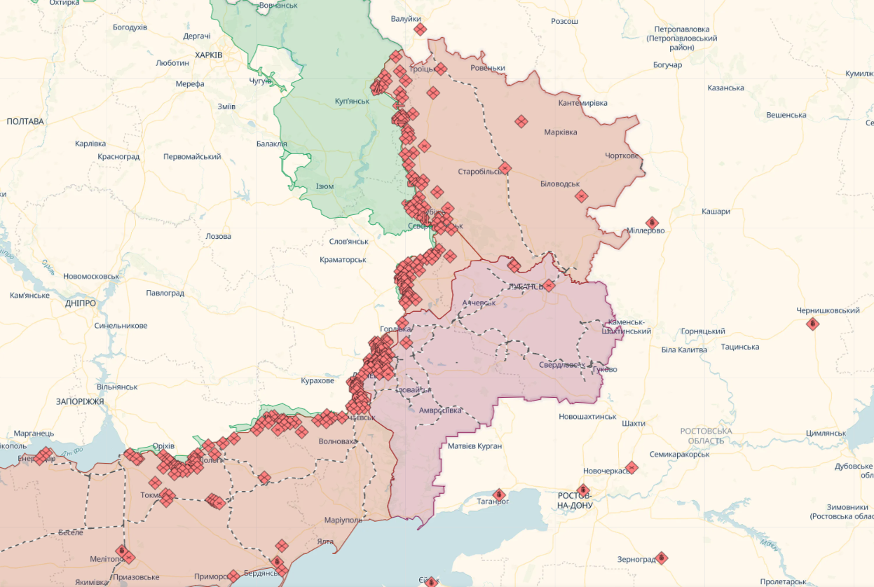 Ворог активізувався на Мар'їнському та Запорізькому напрямках: на фронті відбулось 63 бойових зіткнення – Генштаб