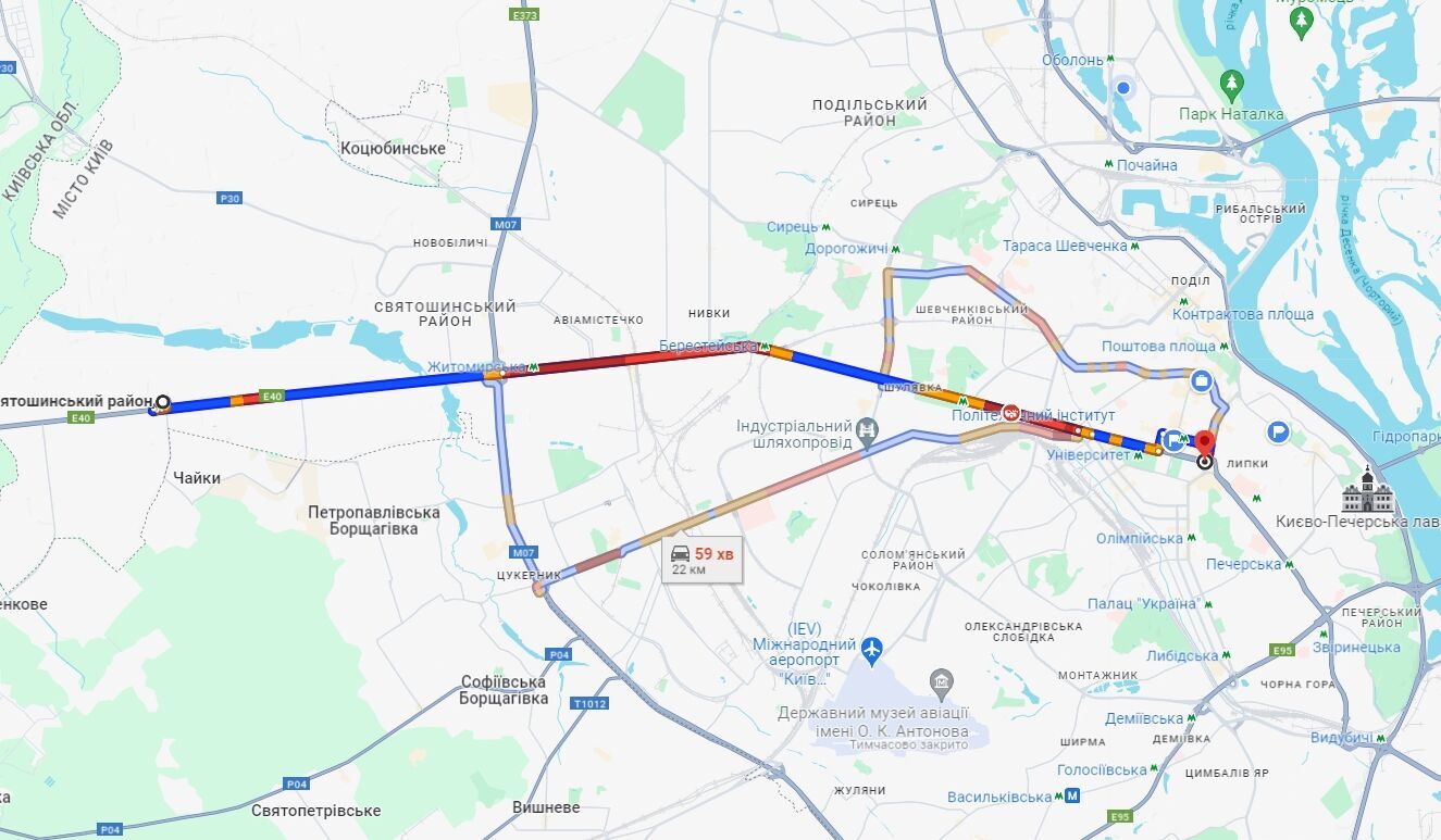 В Киеве на дорогах образовались утренние пробки: где не проехать. Карта