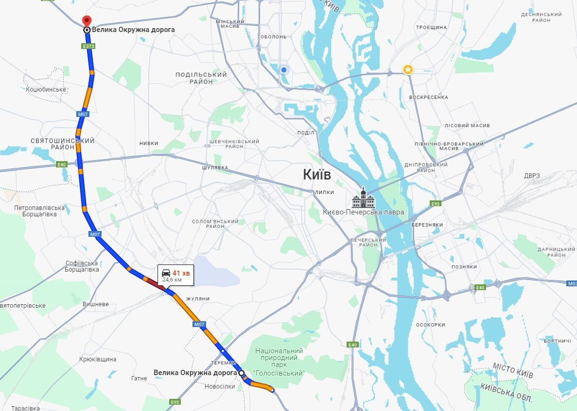 В Киеве на дорогах образовались утренние пробки: где не проехать. Карта
