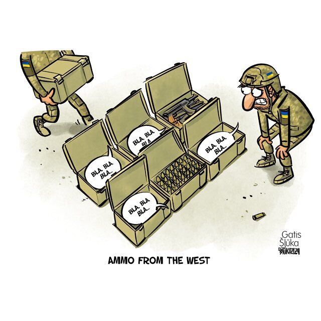Карикатура на обіцянки військової допомоги