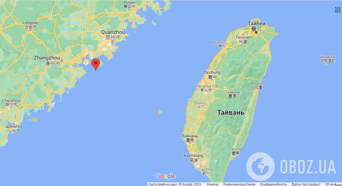 Острови Цзіньмень на карті