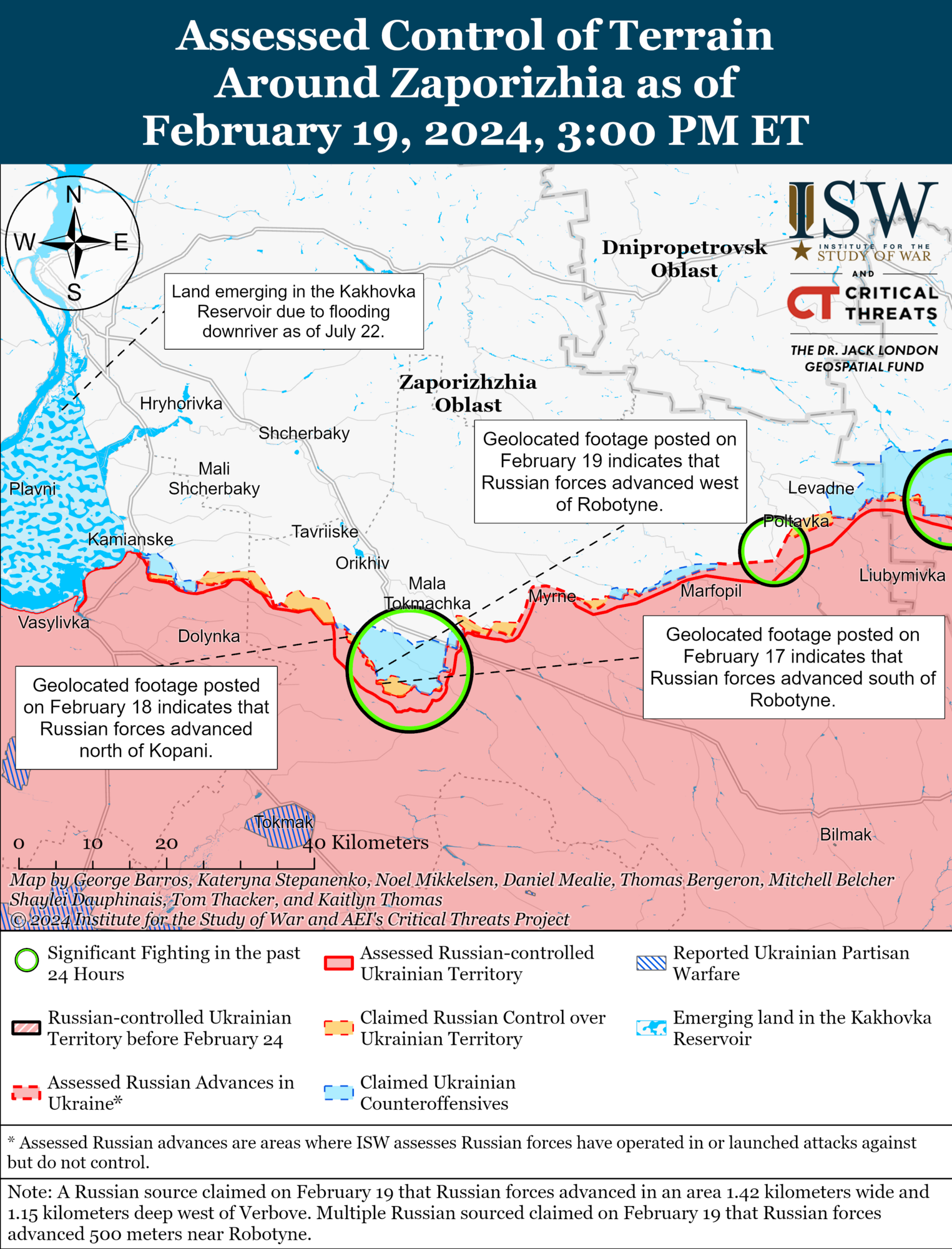 Карта боев в Запорожской области