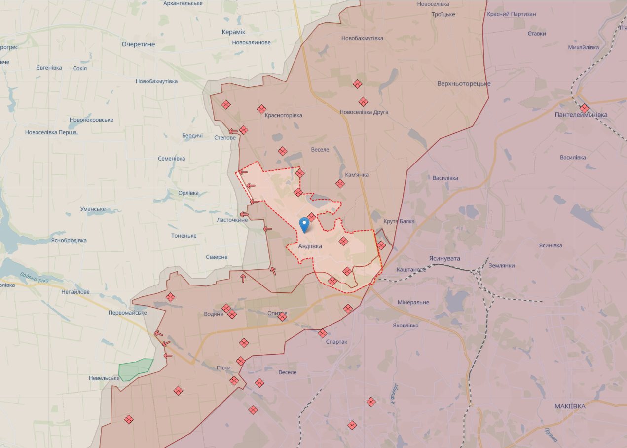 Розвідка Британії оцінила, чи зможе Росія скористатися ефектом захоплення Авдіївки, та назвала ціль військ Путіна. Карта