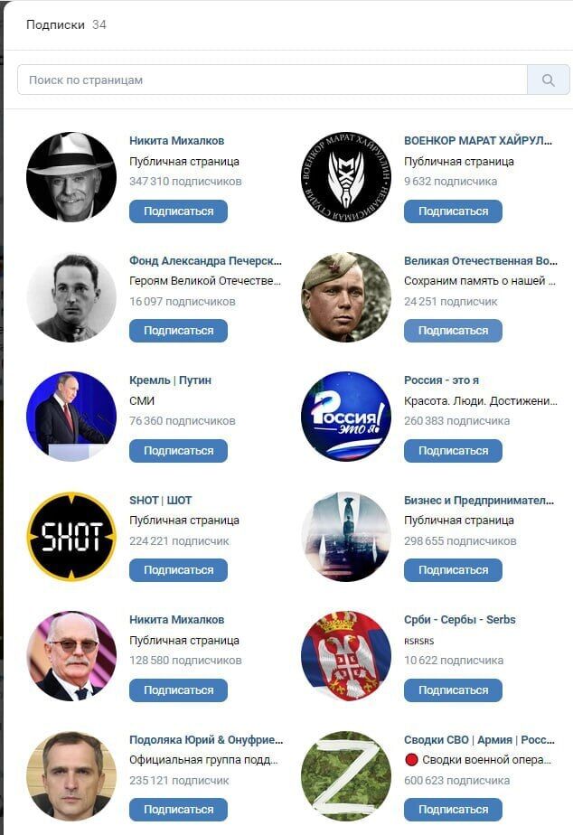 Кого читає Петро Панасюк "Вконтакте"