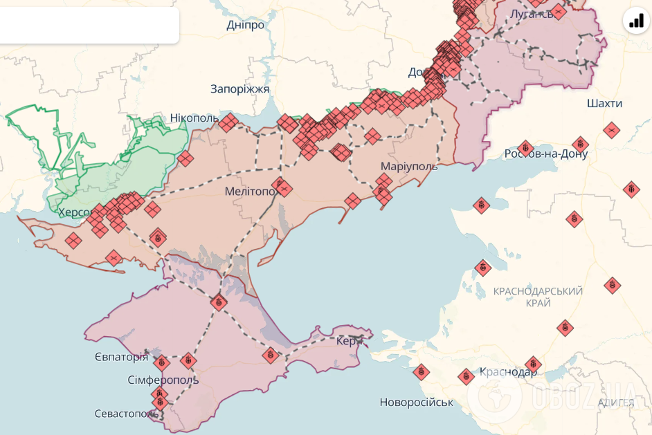 Линия фронта на юге Украины