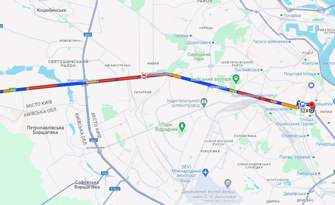 В Киеве на дорогах образовались утренние пробки: где не проехать. Карта