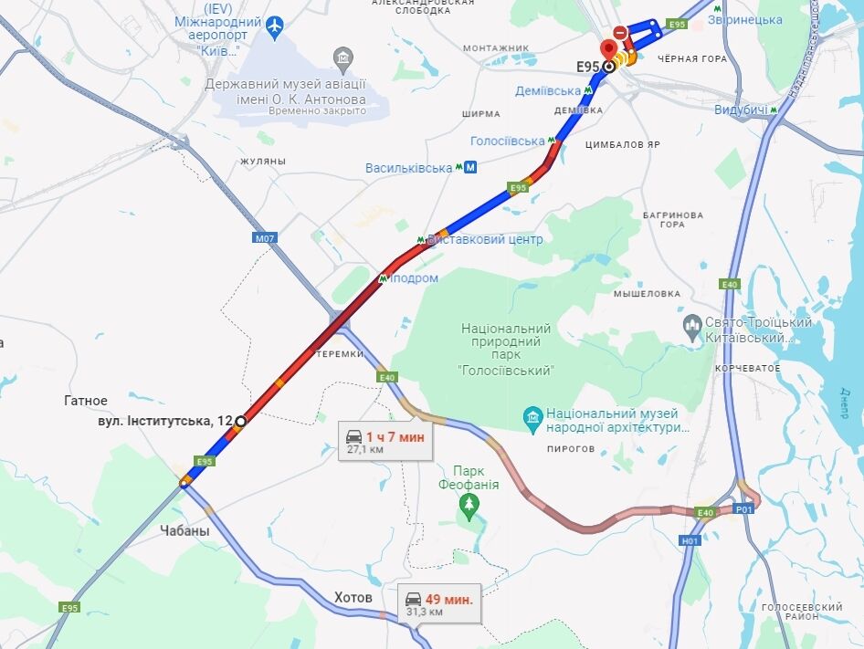 У Києві зранку виникло кілька великих заторів: де не проїхати. Карта