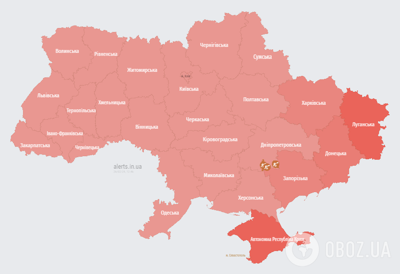 Тревога во всех областях Украины