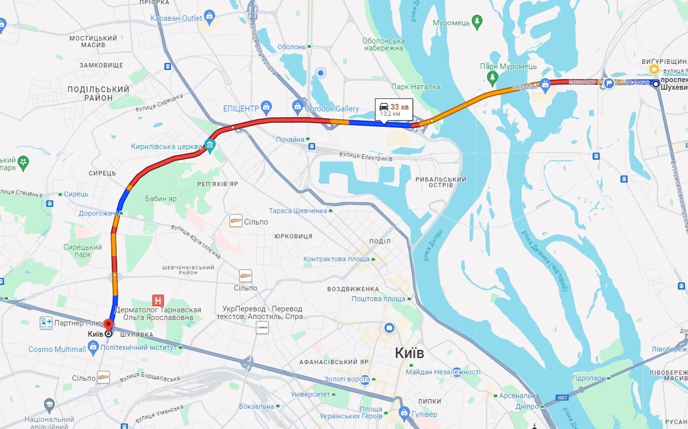 Київ скували затори: де ускладнено рух авто. Карта