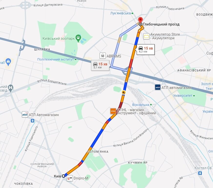 Киев сковали пробки: где затруднено движение авто. Карта