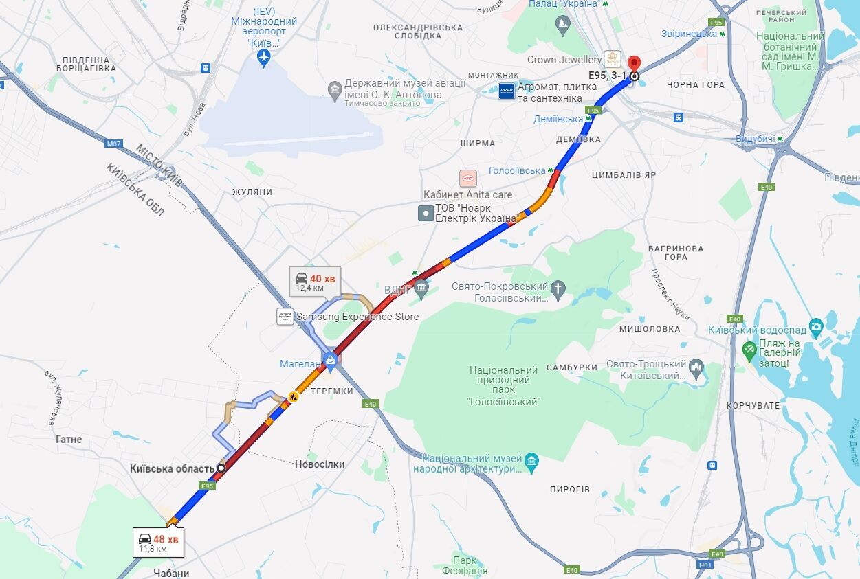 Киев сковали пробки: где затруднено движение авто. Карта