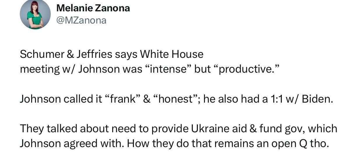 "Сказали Джонсону сделать это": Байден встретился с лидерами Конгресса по разблокированию помощи Украине