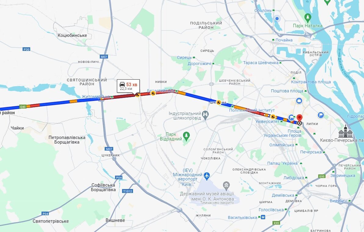 Киев сковали пробки: где затруднено движение авто. Карта