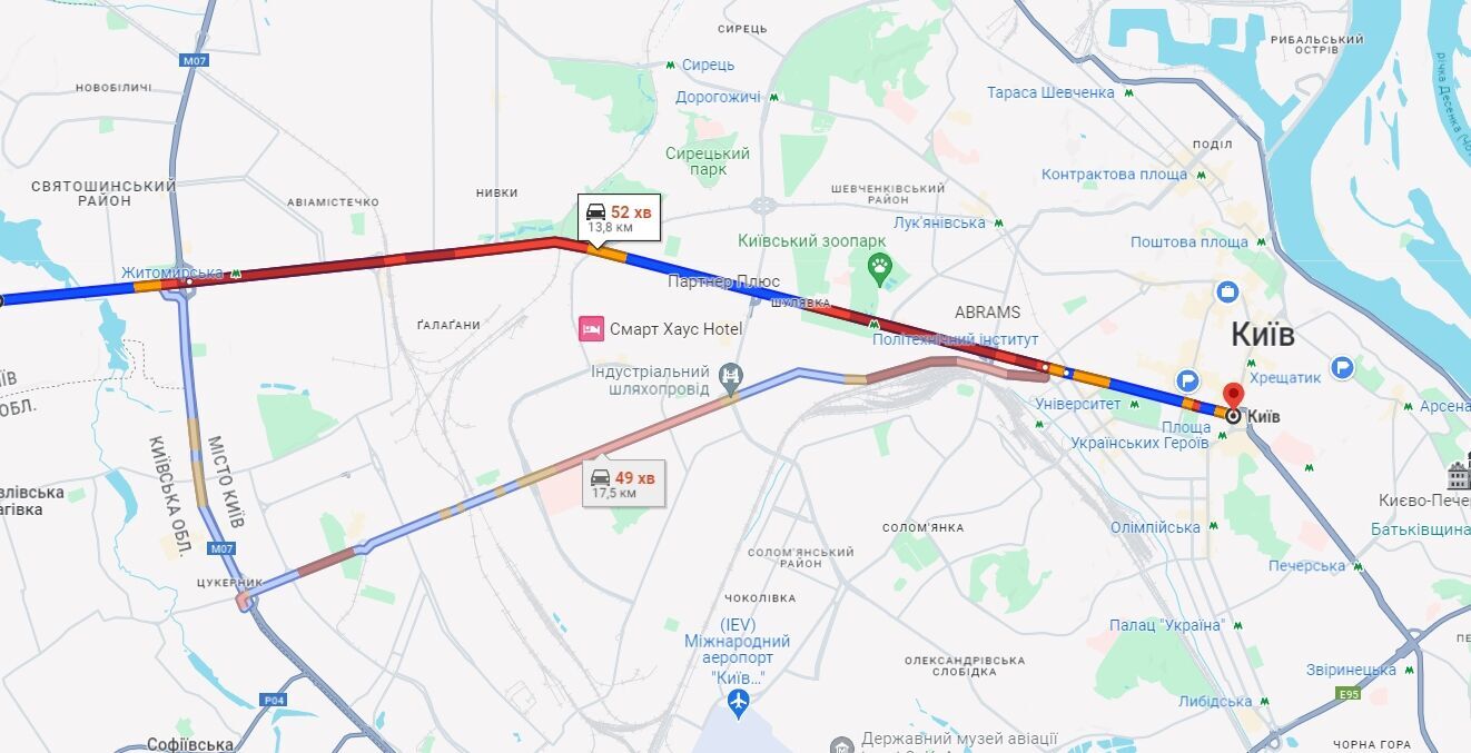 У Києві зранку виникло кілька великих заторів: де не проїхати. Карта