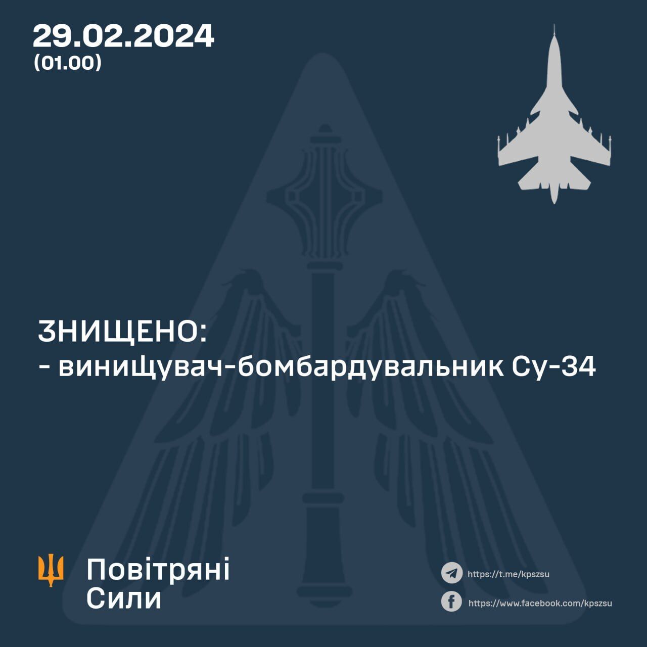 "Перемога на землі кується в небі": ЗСУ збили черговий російський Су-34