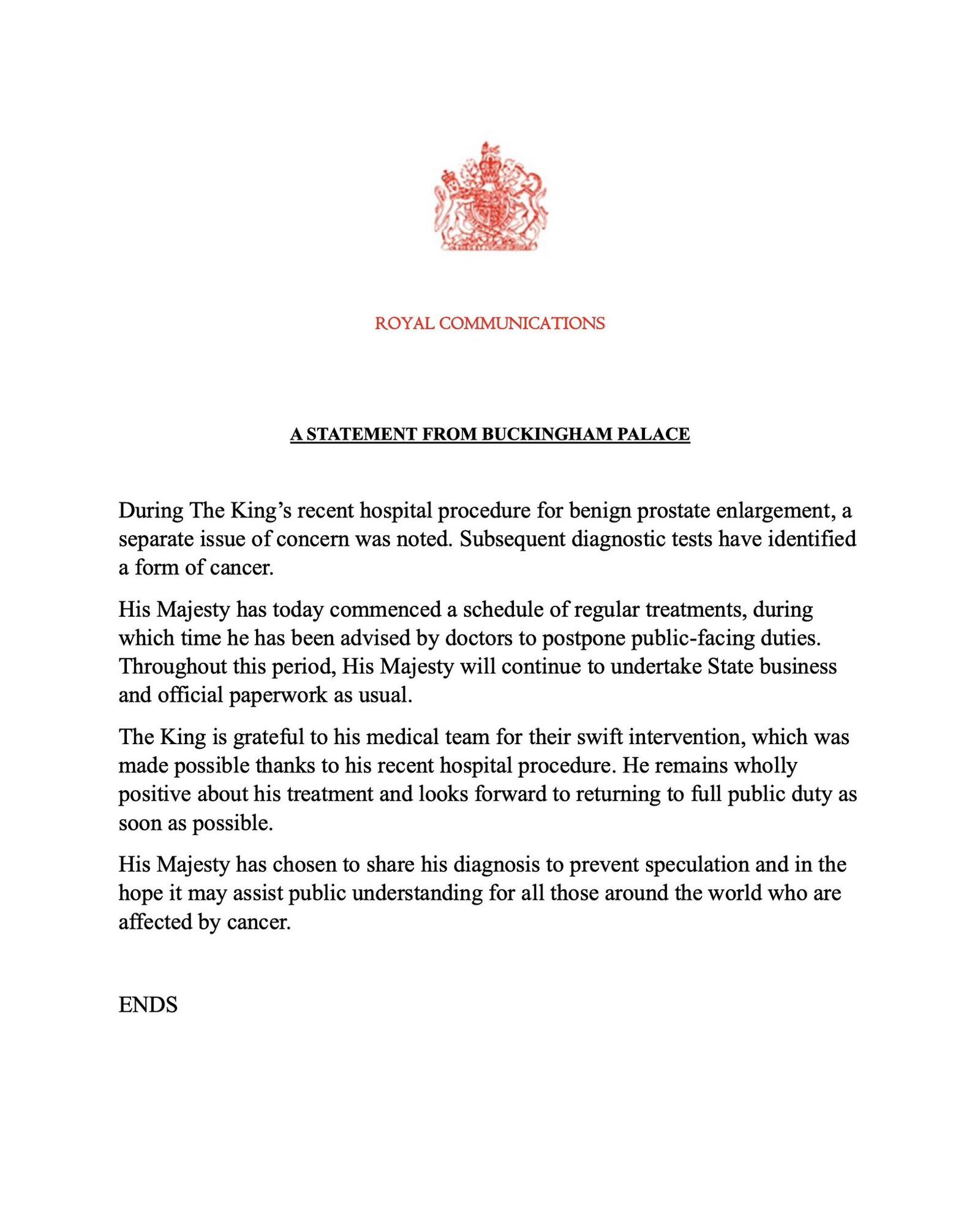 У короля Великої Британії діагностували рак – Букінгемський палац