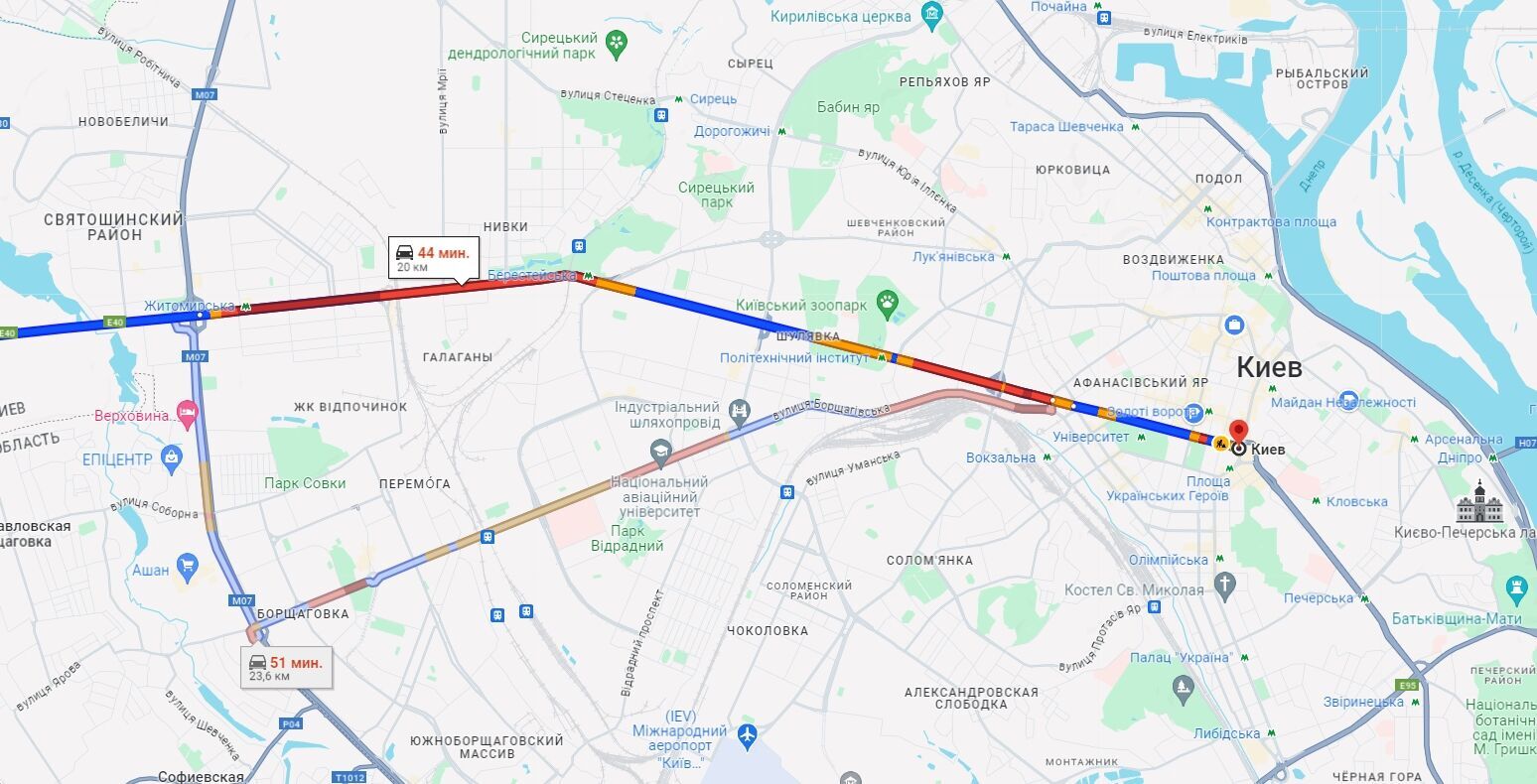 В Киеве утренние пробки осложнили движение на дорогах: где "тянутся" машины. Карта