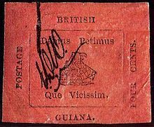 Марка British Guiana 1-cent magenta