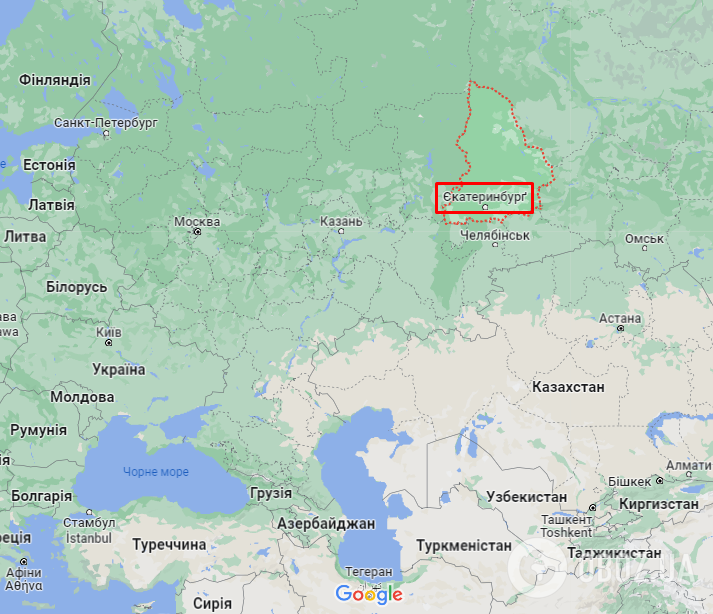 Свердловська область (РФ) на карті